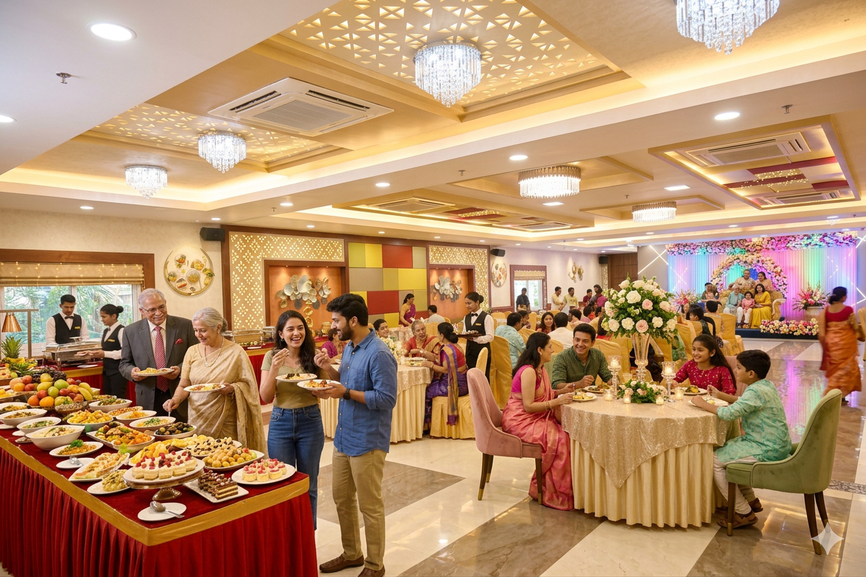 Lotus Hall at Hotel Pushpak Kalpana Square — banquet and conference hall for 50 to 400 guests, Bhubaneswar