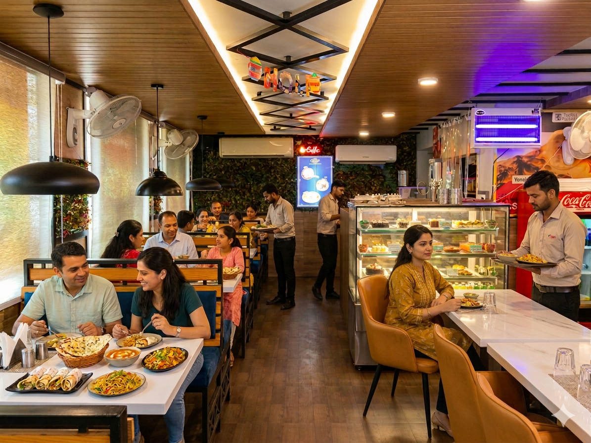 Yum Yum Fast Food — guests dining at Hotel Pushpak